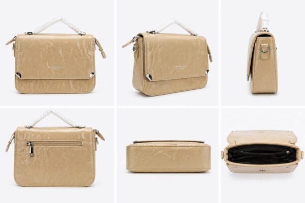 4 OU SHANG LI REN Distressed Leather-Style Messenger Bag – Vintage Brown Top-Handle Crossbody