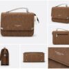 5 OU SHANG LI REN Distressed Leather-Style Messenger Bag – Vintage Brown Top-Handle Crossbody
