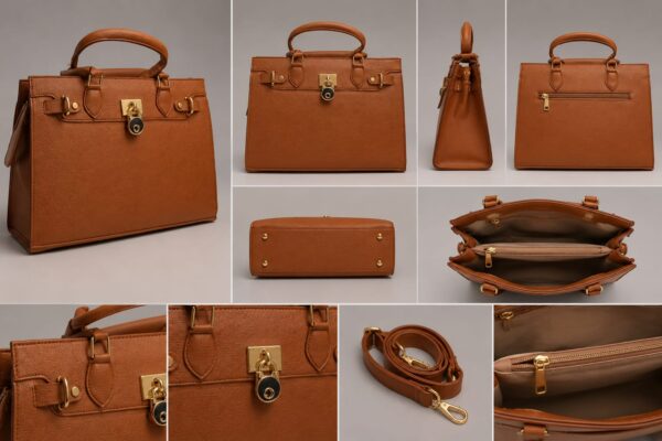 WhatsApp Image 2026-05-14 at 21.16.54 Structured Satchel Bag for Women – Textured Tote Handbag with Top Handle & Lock Detail