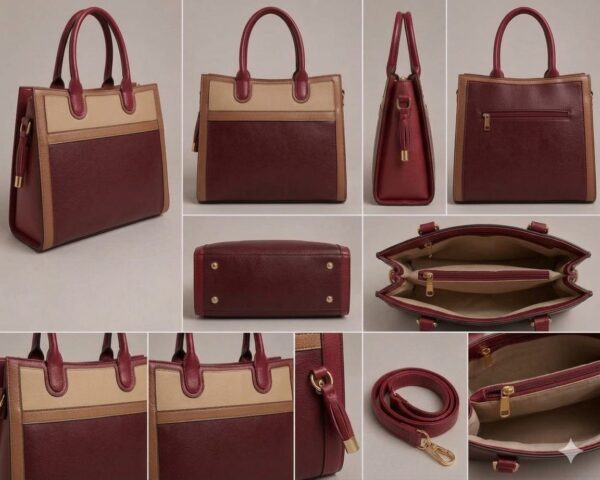 WhatsApp Image 2026-05-15 at 09.49.57 (2) Color Block Structured Tote Bag for Women – Professional Work Handbag with Top Handles