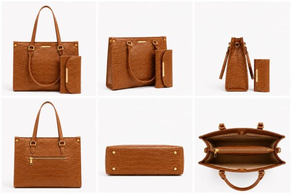 WhatsApp Image 2026-05-17 at 18.07.06 (1) Elegant 2-Piece Crocodile Embossed Tote Bag & Matching Clutch Wallet Set