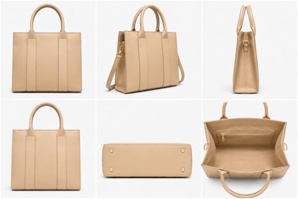 WhatsApp Image 2026-05-17 at 18.31.13 Ziffly "Aura" Two-Tone Executive Tote – Structured 11-Inch Black & Tan Professional Handbag*