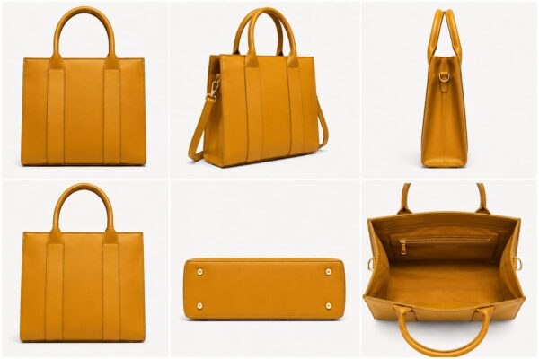 WhatsApp Image 2026-05-17 at 18.31.14 Ziffly "Aura" Two-Tone Executive Tote – Structured 11-Inch Black & Tan Professional Handbag*