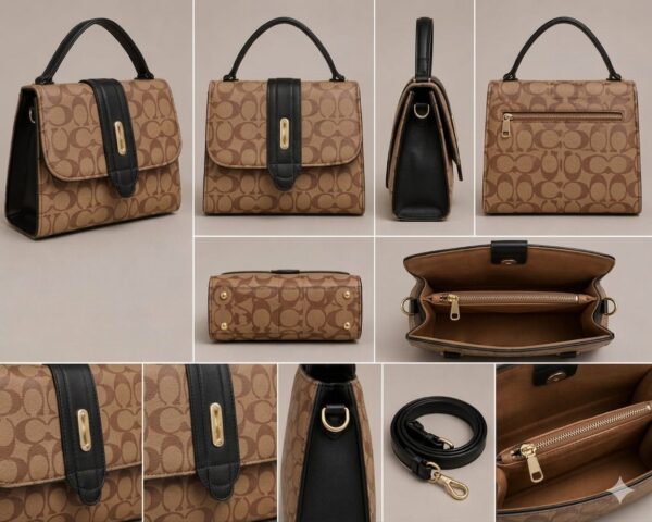 WhatsApp Image 2026-05-18 at 00.06.06 Designer-Inspired Monogram Handbag for Women – Structured Top Handle Satchel with Gold Hardware