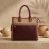 tote bag mehroon and beige tote bag
