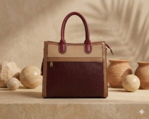 tote bag mehroon and beige tote bag