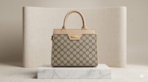 n Designer-Inspired Monogram Handbag for Women β Structured Top Handle Shoulder Bag with Detachable Strap