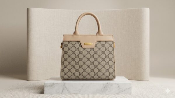 n Designer-Inspired Monogram Handbag for Women – Structured Top Handle Shoulder Bag with Detachable Strap