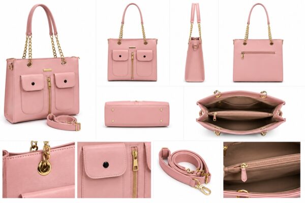 pink bag Ziffly "Doxo" Multi-Pocket Utility Tote